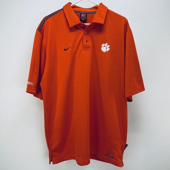 Nike Clemson Shirt Size L Men’s Tigers Team Issue On Field Polo Orange - Picture 1 of 10